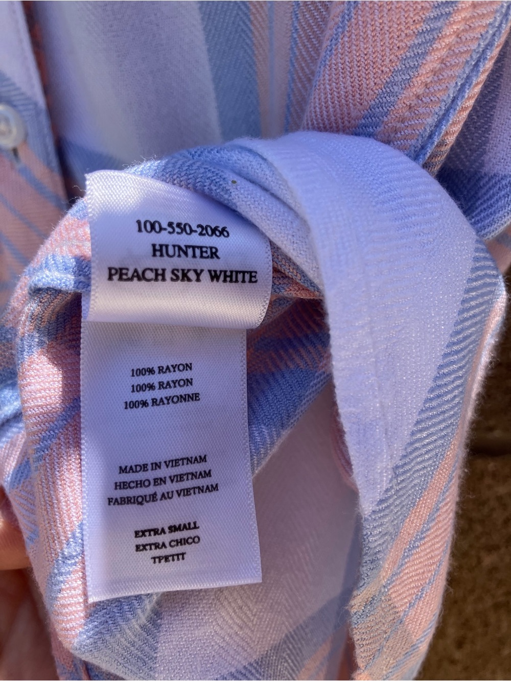 Rails Rayon Pastel Peach Sky White Plaid Button-Down Shirt - Picture 8 of 8